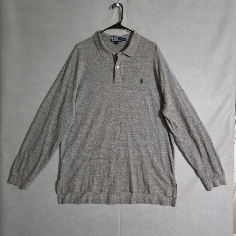 Polo Ralph Lauren Mens Gray Heathered Long Sleeve Polo 368044 Size XXL